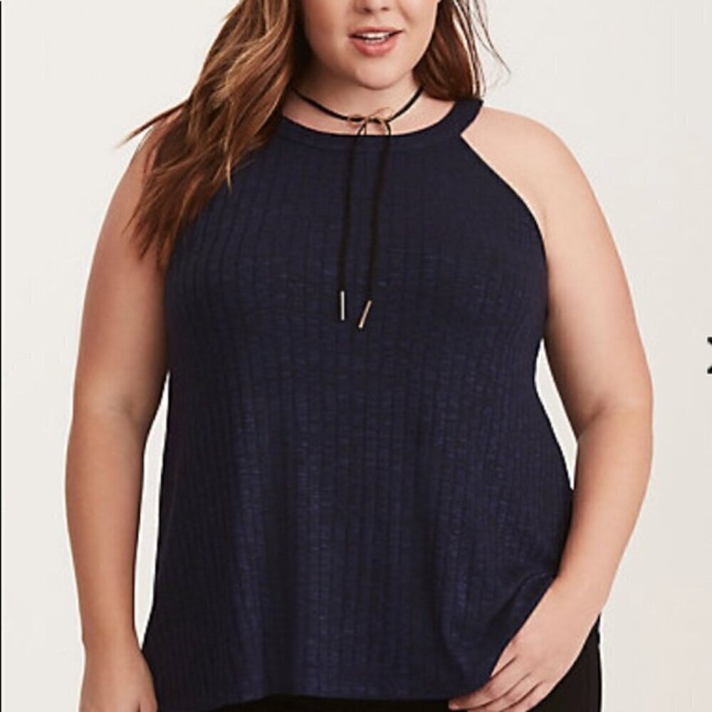 Torrid Navy Goddess High Neck Top 2x NEW NWT
